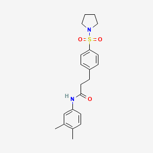 molecular formula C21H26N2O3S B4772240 N-(3,4-dimethylphenyl)-3-(4-pyrrolidin-1-ylsulfonylphenyl)propanamide 