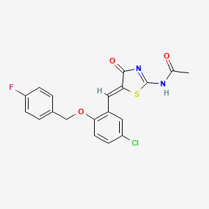molecular formula C19H14ClFN2O3S B4772337 N-[(5Z)-5-{5-chloro-2-[(4-fluorobenzyl)oxy]benzylidene}-4-oxo-4,5-dihydro-1,3-thiazol-2-yl]acetamide 