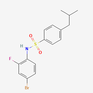 molecular formula C16H17BrFNO2S B4772388 N-(4-BROMO-2-FLUOROPHENYL)-4-(2-METHYLPROPYL)BENZENE-1-SULFONAMIDE 