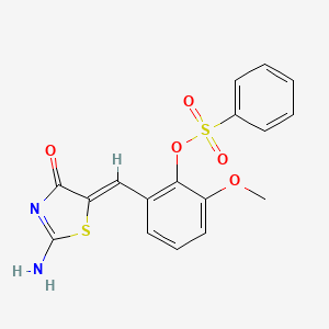 molecular formula C17H14N2O5S2 B4772447 2-[(2-IMINO-4-OXO-1,3-THIAZOLAN-5-YLIDEN)METHYL]-6-METHOXYPHENYL 1-BENZENESULFONATE 