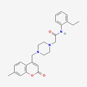 molecular formula C25H29N3O3 B4772558 N-(2-ethylphenyl)-2-{4-[(7-methyl-2-oxo-2H-chromen-4-yl)methyl]piperazin-1-yl}acetamide 