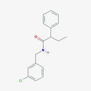 molecular formula C17H18ClNO B4772602 N-[(3-chlorophenyl)methyl]-2-phenylbutanamide 
