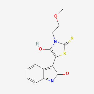 molecular formula C14H12N2O3S2 B4772687 (3Z)-3-[3-(2-methoxyethyl)-4-oxo-2-thioxo-1,3-thiazolidin-5-ylidene]-1,3-dihydro-2H-indol-2-one 