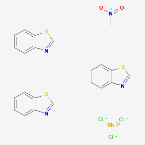 molecular formula C22H18Cl3N4O2RhS3 B047728 Tris(benzothiazole-N)trichlororhodium(III) CAS No. 124387-77-5