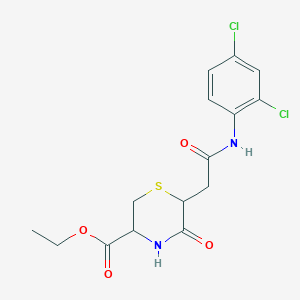 molecular formula C15H16Cl2N2O4S B4772892 Ethyl 6-{2-[(2,4-dichlorophenyl)amino]-2-oxoethyl}-5-oxothiomorpholine-3-carboxylate 
