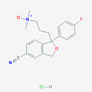 molecular formula C20H22ClFN2O2 B047730 3-[5-cyano-1-(4-fluorophenyl)-3H-2-benzofuran-1-yl]-N,N-dimethylpropan-1-amine oxide;hydrochloride CAS No. 62498-71-9
