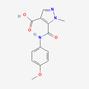 molecular formula C13H13N3O4 B4773041 5-[(4-METHOXYANILINO)CARBONYL]-1-METHYL-1H-PYRAZOLE-4-CARBOXYLIC ACID 
