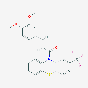 molecular formula C24H18F3NO3S B4773093 (2E)-3-(3,4-dimethoxyphenyl)-1-[2-(trifluoromethyl)-10H-phenothiazin-10-yl]prop-2-en-1-one 