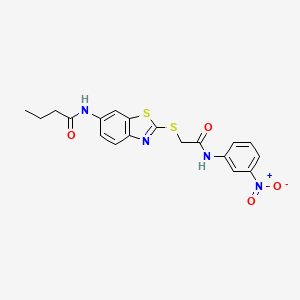 molecular formula C19H18N4O4S2 B4773231 N-[2-[2-(3-nitroanilino)-2-oxoethyl]sulfanyl-1,3-benzothiazol-6-yl]butanamide 