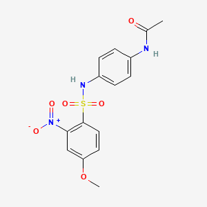 molecular formula C15H15N3O6S B4773362 N~1~-(4-{[(4-Methoxy-2-nitrophenyl)sulfonyl]amino}phenyl)acetamide 