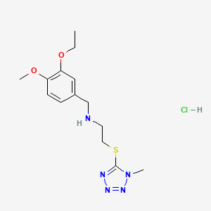 molecular formula C14H22ClN5O2S B4773422 N-[(3-ethoxy-4-methoxyphenyl)methyl]-2-(1-methyltetrazol-5-yl)sulfanylethanamine;hydrochloride 