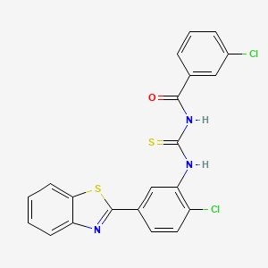 molecular formula C21H13Cl2N3OS2 B4773430 N-{[5-(1,3-benzothiazol-2-yl)-2-chlorophenyl]carbamothioyl}-3-chlorobenzamide 