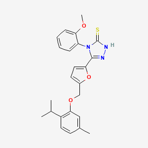 molecular formula C24H25N3O3S B4773433 5-{5-[(2-isopropyl-5-methylphenoxy)methyl]-2-furyl}-4-(2-methoxyphenyl)-4H-1,2,4-triazole-3-thiol 