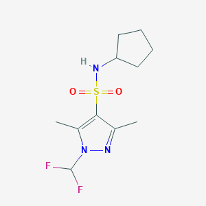 molecular formula C11H17F2N3O2S B4773462 N~4~-CYCLOPENTYL-1-(DIFLUOROMETHYL)-3,5-DIMETHYL-1H-PYRAZOLE-4-SULFONAMIDE 