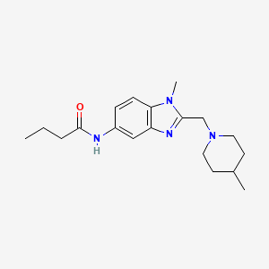 molecular formula C19H28N4O B4773771 N-{1-Methyl-2-[(4-methylpiperidin-1-YL)methyl]-1H-1,3-benzodiazol-5-YL}butanamide 