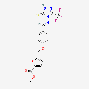 molecular formula C17H13F3N4O4S B4774199 methyl 5-({4-[(E)-{[3-sulfanyl-5-(trifluoromethyl)-4H-1,2,4-triazol-4-yl]imino}methyl]phenoxy}methyl)furan-2-carboxylate 