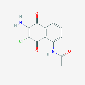 molecular formula C12H9ClN2O3 B047742 ACETAMIDE,N-(6-AMINO-7-CHLORO-5,8-DIHYDRO-5,8-DIOXO-1-NAPHTHALENYL)- CAS No. 113888-28-1