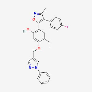 molecular formula C28H24FN3O3 B4774261 4-Ethyl-2-[4-(4-fluorophenyl)-3-methyl-1,2-oxazol-5-yl]-5-[(1-phenylpyrazol-4-yl)methoxy]phenol 