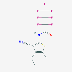molecular formula C12H9F7N2OS B4774287 N-(3-cyano-4-ethyl-5-methylthiophen-2-yl)-2,2,3,3,4,4,4-heptafluorobutanamide 
