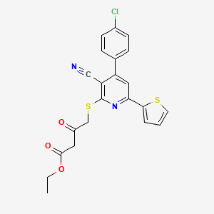 molecular formula C22H17ClN2O3S2 B4774303 Ethyl 4-{[4-(4-chlorophenyl)-3-cyano-6-(thiophen-2-yl)pyridin-2-yl]sulfanyl}-3-oxobutanoate 