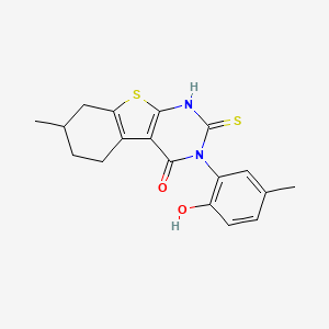 molecular formula C18H18N2O2S2 B4774342 3-(2-hydroxy-5-methylphenyl)-7-methyl-2-sulfanyl-5,6,7,8-tetrahydro[1]benzothieno[2,3-d]pyrimidin-4(3H)-one 