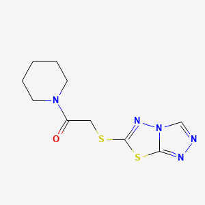 molecular formula C10H13N5OS2 B4774601 6-{[2-oxo-2-(1-piperidinyl)ethyl]thio}[1,2,4]triazolo[3,4-b][1,3,4]thiadiazole 