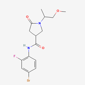 molecular formula C15H18BrFN2O3 B4774645 N-(4-bromo-2-fluorophenyl)-1-(1-methoxypropan-2-yl)-5-oxopyrrolidine-3-carboxamide 