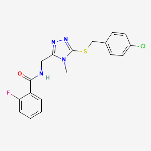 molecular formula C18H16ClFN4OS B4774782 N-({5-[(4-chlorobenzyl)sulfanyl]-4-methyl-4H-1,2,4-triazol-3-yl}methyl)-2-fluorobenzamide 