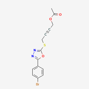 molecular formula C14H11BrN2O3S B4774805 4-{[5-(4-Bromophenyl)-1,3,4-oxadiazol-2-yl]sulfanyl}but-2-yn-1-yl acetate 