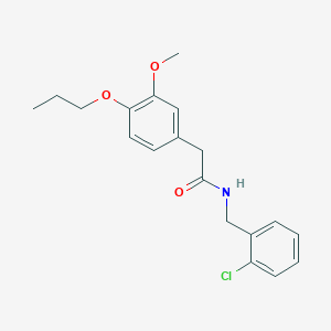 molecular formula C19H22ClNO3 B4774981 N-[(2-chlorophenyl)methyl]-2-(3-methoxy-4-propoxyphenyl)acetamide 