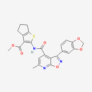 molecular formula C24H19N3O6S B4775063 METHYL 2-[3-(2H-1,3-BENZODIOXOL-5-YL)-6-METHYL-[1,2]OXAZOLO[5,4-B]PYRIDINE-4-AMIDO]-4H,5H,6H-CYCLOPENTA[B]THIOPHENE-3-CARBOXYLATE 