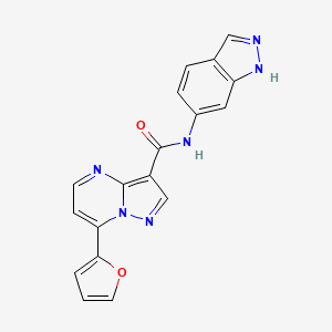 molecular formula C18H12N6O2 B4775141 Pyrazolo[1,5-a]pyrimidine-3-carboxamide, 7-(2-furanyl)-N-1H-indazol-6-yl- 