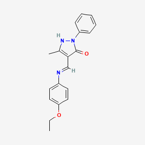 molecular formula C19H19N3O2 B4775232 (4E)-4-{[(4-ETHOXYPHENYL)AMINO]METHYLIDENE}-3-METHYL-1-PHENYL-4,5-DIHYDRO-1H-PYRAZOL-5-ONE CAS No. 23711-48-0