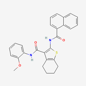 molecular formula C27H24N2O3S B4775523 N-(2-methoxyphenyl)-2-(naphthalene-1-carbonylamino)-4,5,6,7-tetrahydro-1-benzothiophene-3-carboxamide 