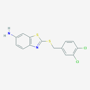 molecular formula C14H10Cl2N2S2 B477569 2-[(3,4-Dichlorobenzyl)sulfanyl]-1,3-benzothiazol-6-amine CAS No. 354121-68-9