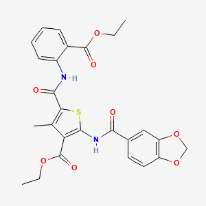 molecular formula C26H24N2O8S B4775734 ETHYL 2-(2H-1,3-BENZODIOXOLE-5-AMIDO)-5-{[2-(ETHOXYCARBONYL)PHENYL]CARBAMOYL}-4-METHYLTHIOPHENE-3-CARBOXYLATE 