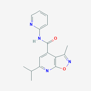 molecular formula C16H16N4O2 B4775762 3-methyl-6-(propan-2-yl)-N-(pyridin-2-yl)[1,2]oxazolo[5,4-b]pyridine-4-carboxamide 