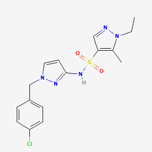 molecular formula C16H18ClN5O2S B4775811 N~4~-[1-(4-CHLOROBENZYL)-1H-PYRAZOL-3-YL]-1-ETHYL-5-METHYL-1H-PYRAZOLE-4-SULFONAMIDE 