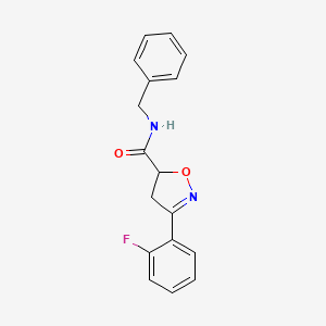 molecular formula C17H15FN2O2 B4775870 N-benzyl-3-(2-fluorophenyl)-4,5-dihydro-1,2-oxazole-5-carboxamide 