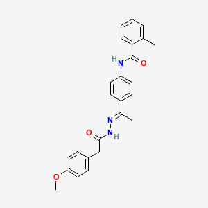 molecular formula C25H25N3O3 B4776322 N~1~-[4-(1-{(E)-2-[2-(4-METHOXYPHENYL)ACETYL]HYDRAZONO}ETHYL)PHENYL]-2-METHYLBENZAMIDE 