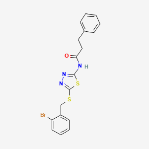 molecular formula C18H16BrN3OS2 B4776389 N-{5-[(2-bromobenzyl)sulfanyl]-1,3,4-thiadiazol-2-yl}-3-phenylpropanamide 