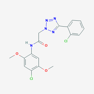 molecular formula C17H15Cl2N5O3 B477657 N-(4-chloro-2,5-dimethoxyphenyl)-2-[5-(2-chlorophenyl)tetrazol-2-yl]acetamide CAS No. 425655-61-4