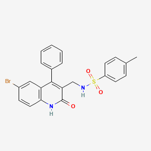 molecular formula C23H19BrN2O3S B4776608 N-[(6-bromo-2-oxo-4-phenyl-1,2-dihydroquinolin-3-yl)methyl]-4-methylbenzene-1-sulfonamide 