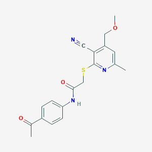 N-(4-acetylphenyl)-2-[3-cyano-4-(methoxymethyl)-6-methylpyridin-2-yl]sulfanylacetamide
