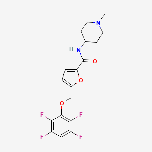 molecular formula C18H18F4N2O3 B4776819 N-(1-METHYL-4-PIPERIDYL)-5-[(2,3,5,6-TETRAFLUOROPHENOXY)METHYL]-2-FURAMIDE 