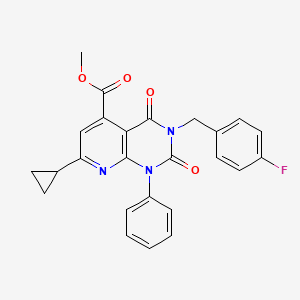 molecular formula C25H20FN3O4 B4776858 METHYL 7-CYCLOPROPYL-3-[(4-FLUOROPHENYL)METHYL]-2,4-DIOXO-1-PHENYL-1H,2H,3H,4H-PYRIDO[2,3-D]PYRIMIDINE-5-CARBOXYLATE 