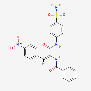 molecular formula C22H18N4O6S B4776875 N-[(E)-1-(4-nitrophenyl)-3-oxo-3-(4-sulfamoylanilino)prop-1-en-2-yl]benzamide 