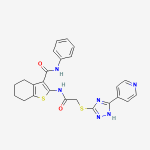 molecular formula C24H22N6O2S2 B4776877 N-phenyl-2-(2-{[5-(pyridin-4-yl)-1H-1,2,4-triazol-3-yl]sulfanyl}acetamido)-4,5,6,7-tetrahydro-1-benzothiophene-3-carboxamide 