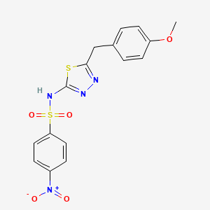 molecular formula C16H14N4O5S2 B4776891 N-[5-(4-METHOXYBENZYL)-1,3,4-THIADIAZOL-2-YL]-4-NITRO-1-BENZENESULFONAMIDE 