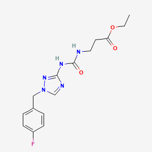 molecular formula C15H18FN5O3 B4776961 ETHYL 3-[({[1-(4-FLUOROBENZYL)-1H-1,2,4-TRIAZOL-3-YL]AMINO}CARBONYL)AMINO]PROPANOATE 